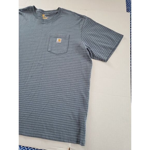 Carhartt Shirt Mens 2XL Gray Striped Original Fit Pocket Tee Short Sleeve - Picture 2 of 11